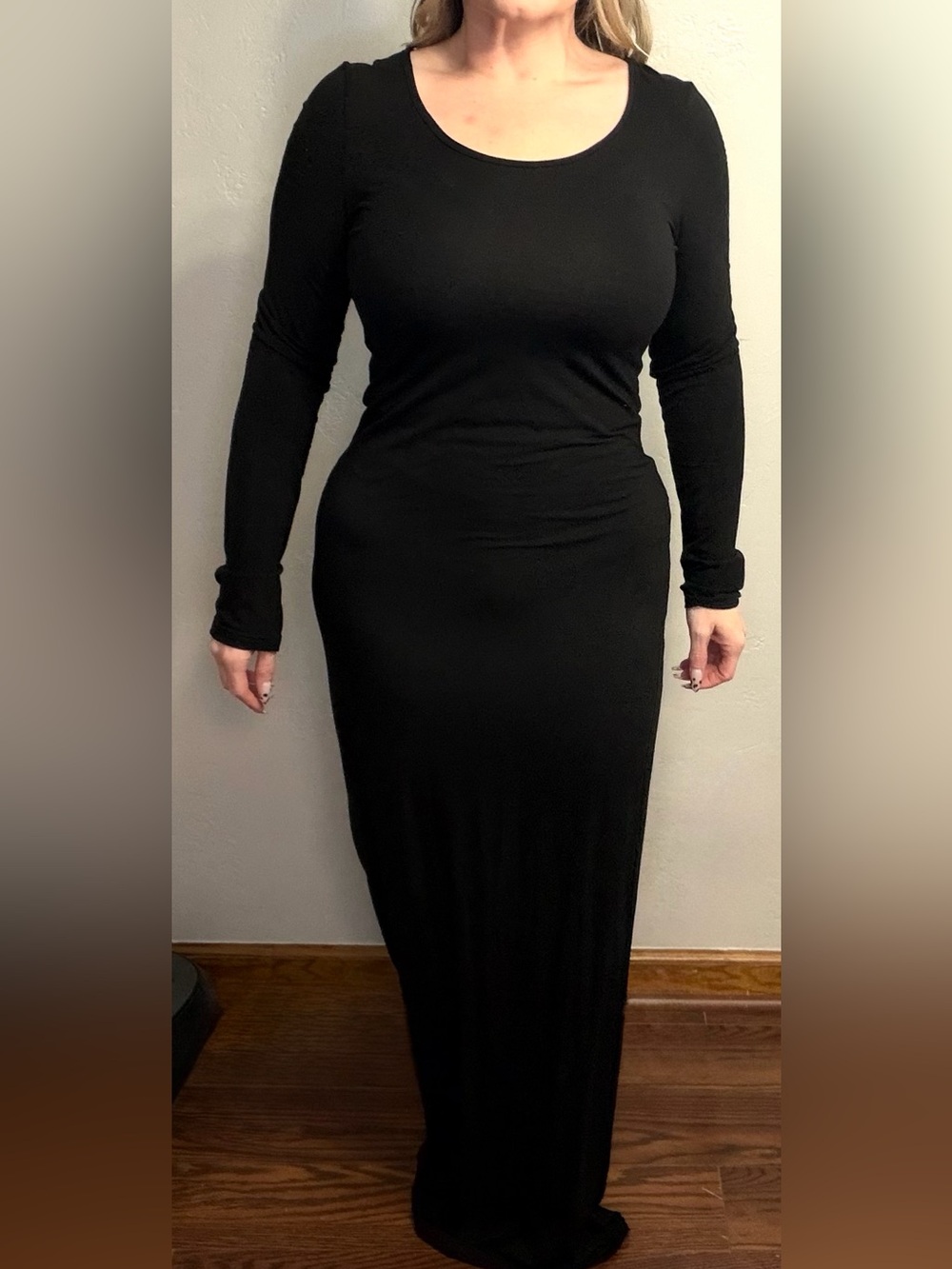 SHEIN SXY Black Long Sleeve Bodycon Maxi Dress Size Large